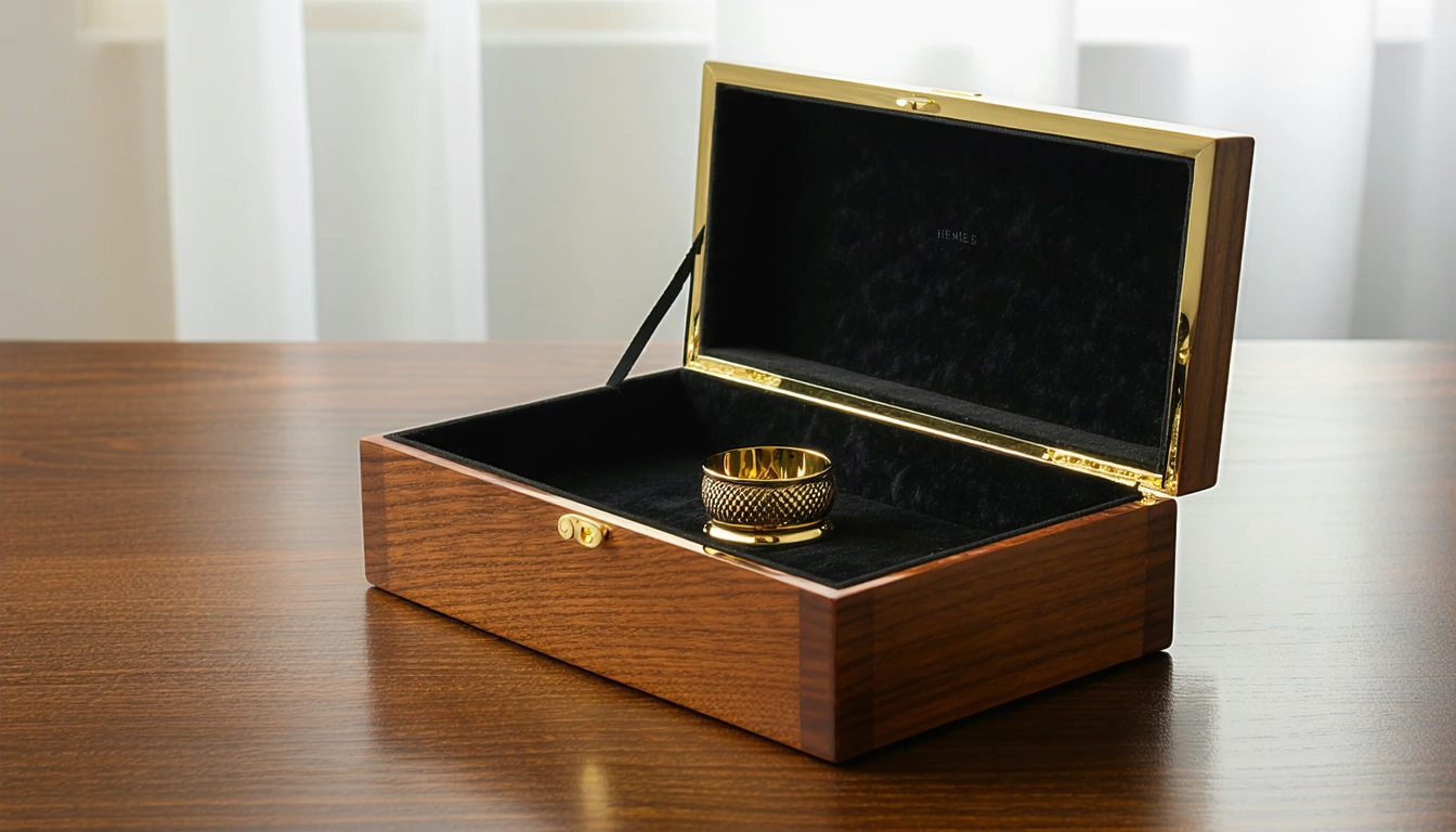 Open presentation box showing velvet-lined interior